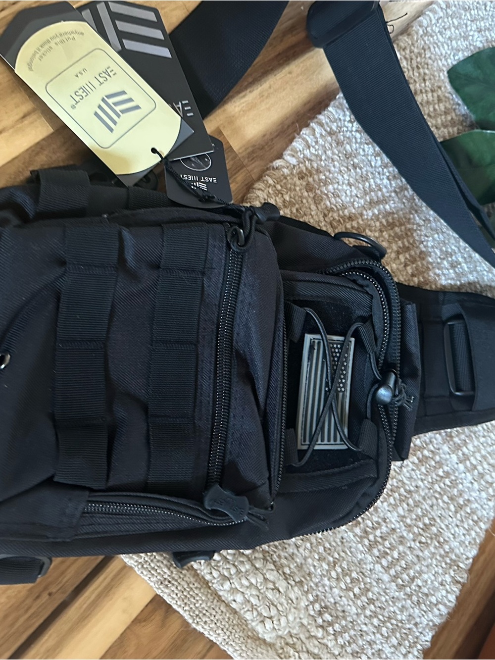 FastFirst Black Tactical Sling Bag for Men — Compact MOLLE Utility Pack